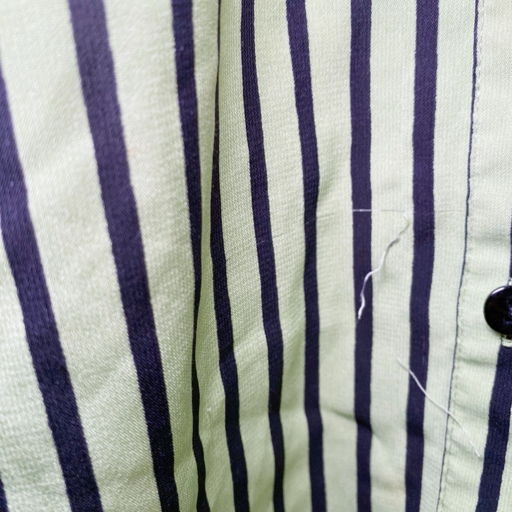Unbranded Green & Black Striped Short Sleeve Button Down Shirt - Picture 11 of 11